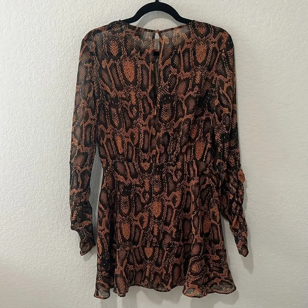 FINDERS KEEPERS Snake Print Short LANA Mini Dress Tan Brown, Size 6 - Picture 8 of 11